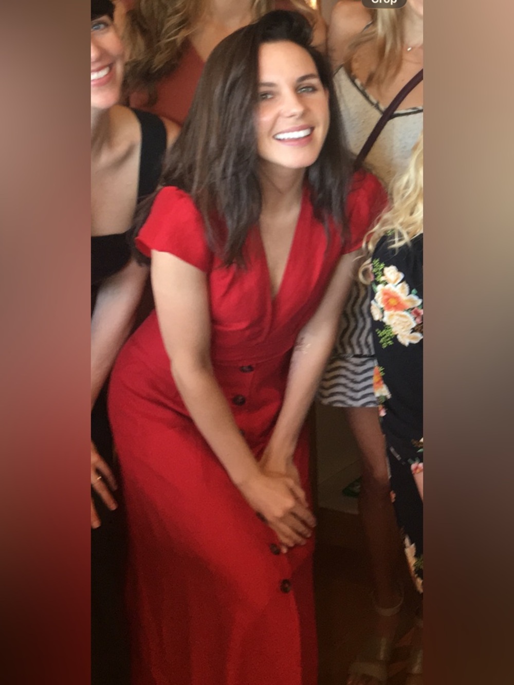 Reformation Red Button-Front Midi Dress